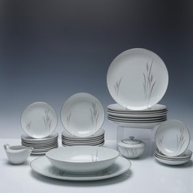 34pc Platinum Wheat Fine China Dinnerware Set, Japan