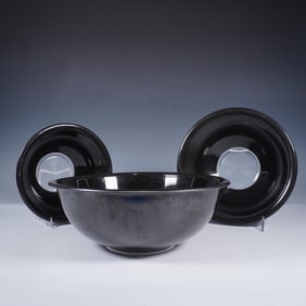 3pc Pyrex Glass Mixing Bowls, Black & White