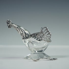 Sterling Silver and Crystal Rooster Salt Cellar by Dirks