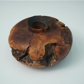 Burl Wood Hollow Form Vessel Signed