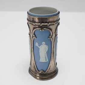 Wedgwood Blue Light Jasperware Silver Mounted Holder