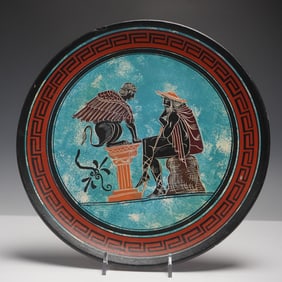 Decorative Greek Sphinx Riddle Plate, Hand Made in Athens