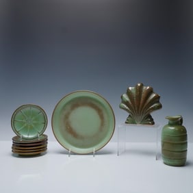 9pc Frankoma Pottery Prairie Green Collection