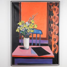 J. Philip Richards, Mid-Century Oil on Canvas, Interior Scene, Signed