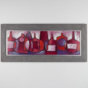 C. Brunner, Mid-Century Original Oil on Board, Still-Life, Signed