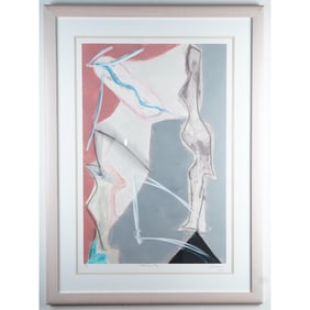 Large Abstract Monoprint on Paper, Topsy Turvy, Signed