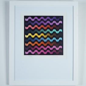Stanford Slutsky, Op Art Color Serigraph on Paper, Signed