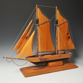 Wooden Model Schooner Shenandoah with Chain Rigging and Etched Plaque