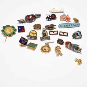 22pc Vintage Travel, Award, and Commemorative Pins