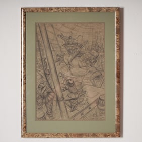 Hyman Bloom, Original Drawing, Circus Scene, Pencil on Paper, Signed