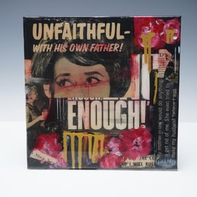 Enrique Cirino Mixed Media Collage on Canvas, Enough