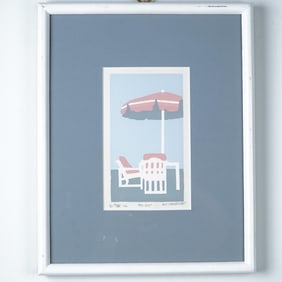 Marsha C. Vandivort, Silkscreen on Paper, Florida Beach Scene, Signed