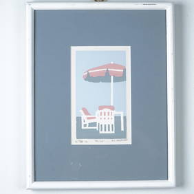 Marsha C. Vandivort, Silkscreen on Paper, Florida Beach Scene, Signed (1 of 3)
