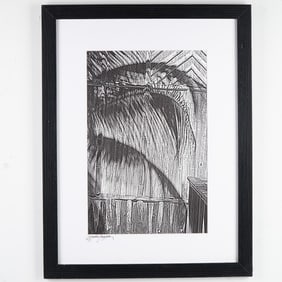 Barbie Pearson, Black & White Photograph, Bamboo Wall, Signed