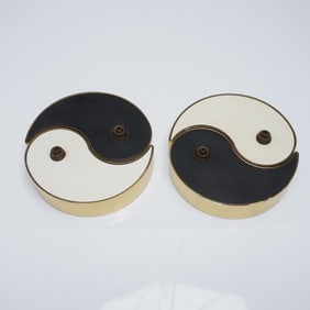 4pc Two Pair of G.V. Harnisch Yin Yang Oil Lamps