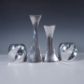 4pc Nambe Metal Candle holders