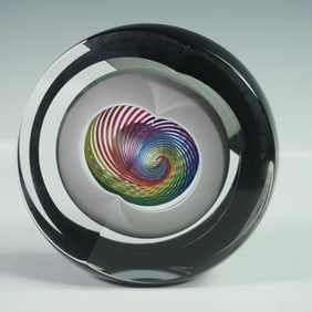 Paul Harrie Saturn Series Art Glass Paperweight, Signed