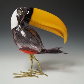 Licio Zanetti Murano Glass Toucan Sculpture, Signed