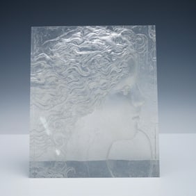 Frank Gallo Glass Sculpture, Woman's Profile Relief