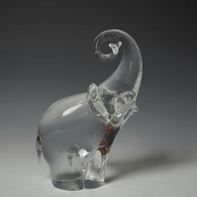 Oggetti Italy Art Glass Elephant Sculpture, Signed