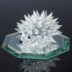 Swarovski Crystal Figurine, Hedgehog with Mirror Base