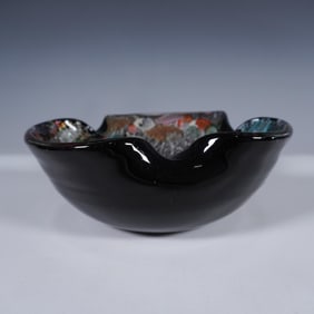 Murano Style Abstract Art Glass Bowl