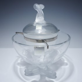 Lalique Crystal Igor Caviar Server with Frosted Fish Base