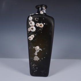 English Black Glass Bottle