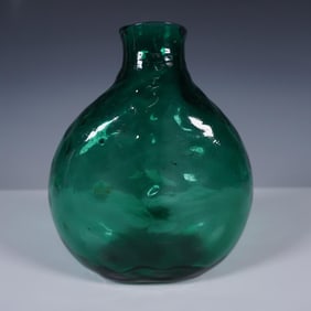 Hand Blown Green Dimpled Vase