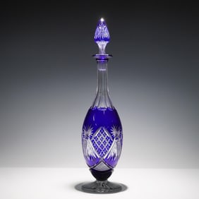 Val Saint Lambert Cut to Clear Cobal Blue Decanter 1908
