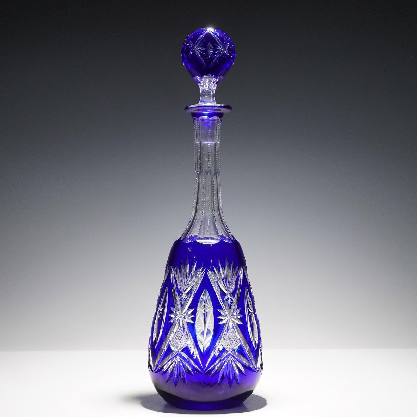 Val Saint Lambert Cut to Clear Cobal Blue Decanter 1908 (1 of 6)
