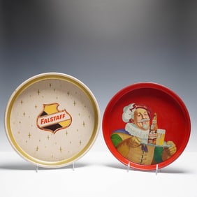 2pc Falstaff Beer Advertising Trays, Canco