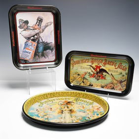 3pc Budweiser Tin Beer Trays