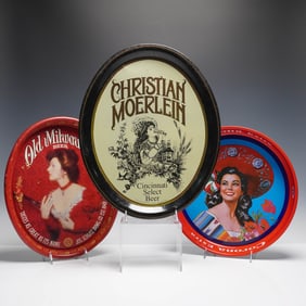 3pc Vintage Beer Advertising Serving Trays