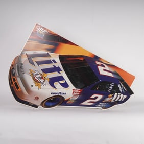 Miller Racing Die-Cut Metal Sign Shaped as Stock Car
