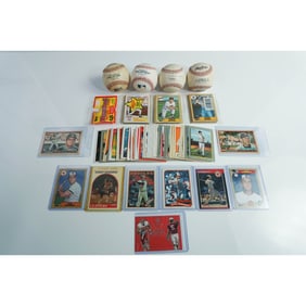 60+pc Sports Lot w/ Cards, Signed Balls & Memorabilia