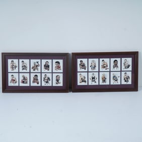 2pc Framed Boxing Legends Prints, Illustrated Portrait Set