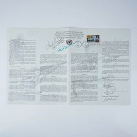 Charles Conrad & Dick Gordon Signed Outer Space Treaty Print