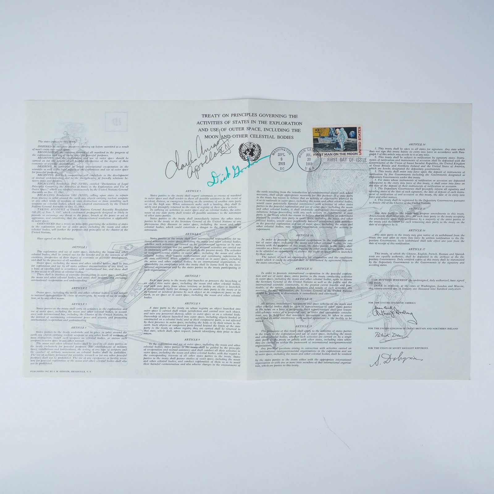 Charles Conrad & Dick Gordon Signed Outer Space Treaty Print (1 of 3)