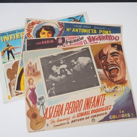 4pc Vintage Spanish-Language Movie Lobby Cards, Mixed Genre