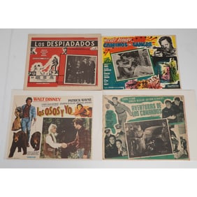 4pc Vintage Spanish-Language Movie Lobby Cards, Mixed Genre