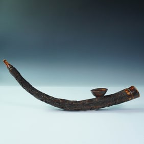 Chinese Carved Bamboo Tobacco Pipe, Qing Dynasty Style