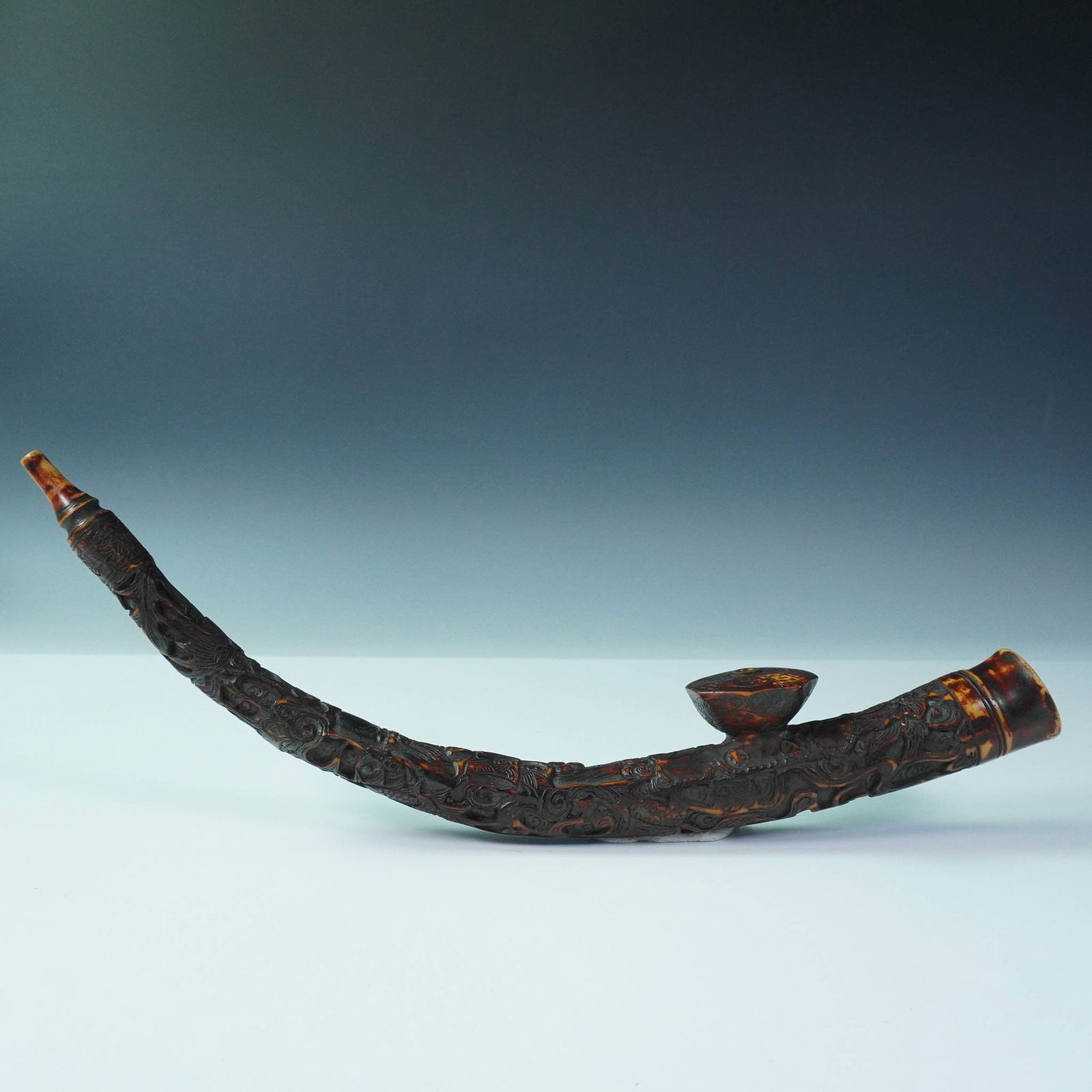Chinese Carved Bamboo Tobacco Pipe, Qing Dynasty Style (1 of 7)