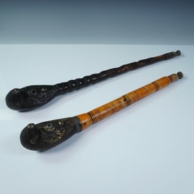 2pc Antique Chinese Bamboo Opium Pipes