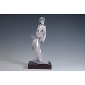 Zaphir Spanish Porcelain Figurine, Geisha with Fan