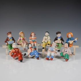 12pc Occupied Japan Porcelain Musicians and Figurines Set