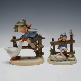 2pc Goebel Hummel Figurines Feathered Friends and Barnyard Hero