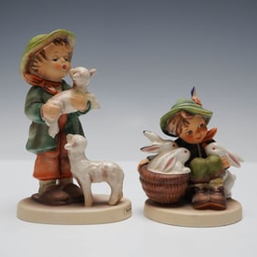 2pc Goebel Hummel Figurines Playmates and Shepherd's Boy