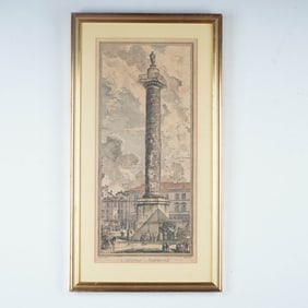 Giovanni Battista Piranesi (Aft.) Hand-Colored Engraving, Colonna Antonina
