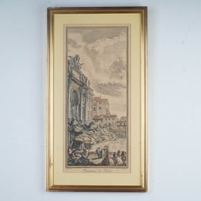 Giovanni Battista Piranesi (Aft.) Hand-Colored Engraving, Fontana di Trevi